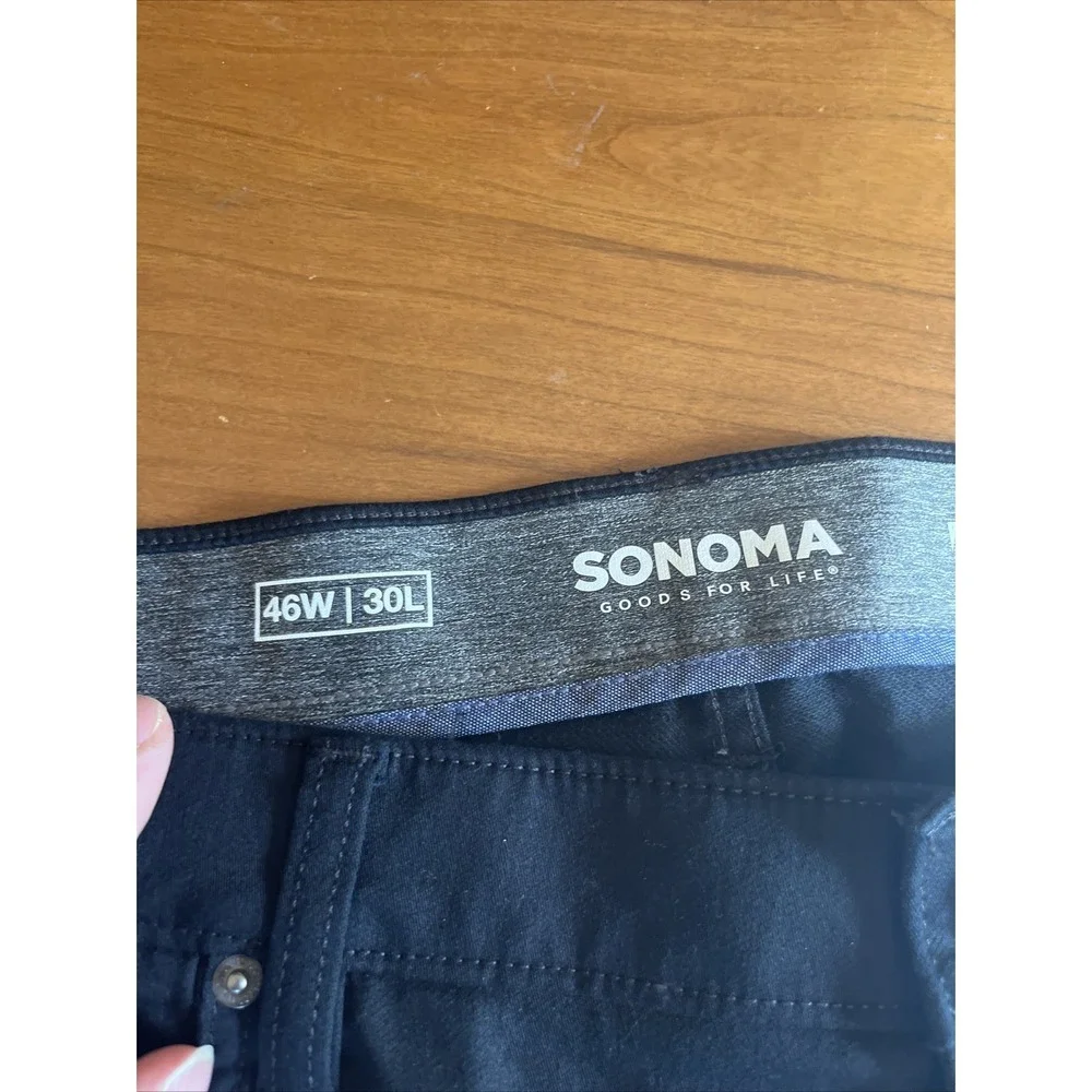 Sonama Black All Day Pants Straight Big & Tall Size 46x30